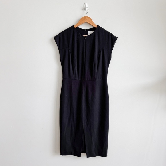VERONIKA MAINE • Stretch Suit Zip Neck Pencil Dress in Black - Picture 2 of 16